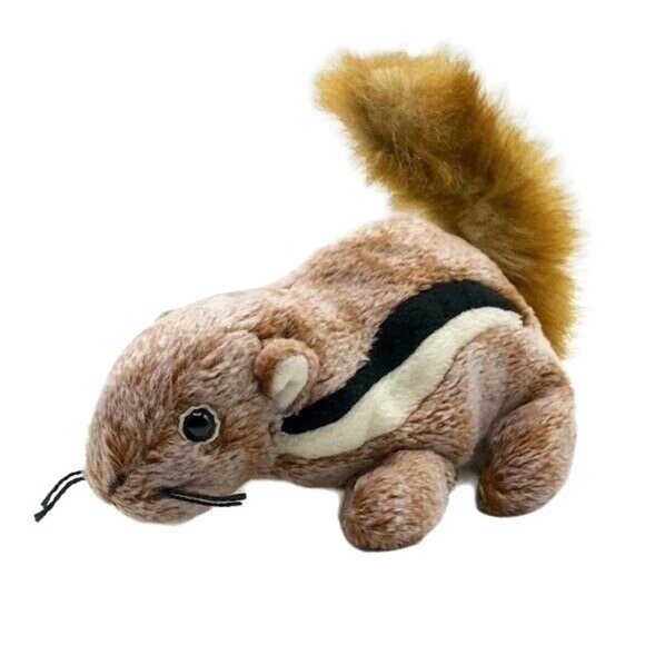 Ty Beanie Babies Realistic Chipmunk Plush 7" Stripe Fluffy Tail Chipper Vintage - Picture 1 of 8